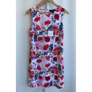 NWT Laundry by Shelli Segal White Floral Pom Dress Size 6